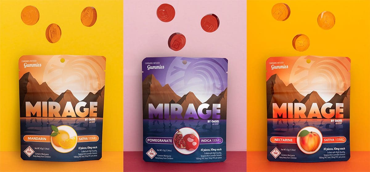 oasis cannabis mirage gummies three flavors