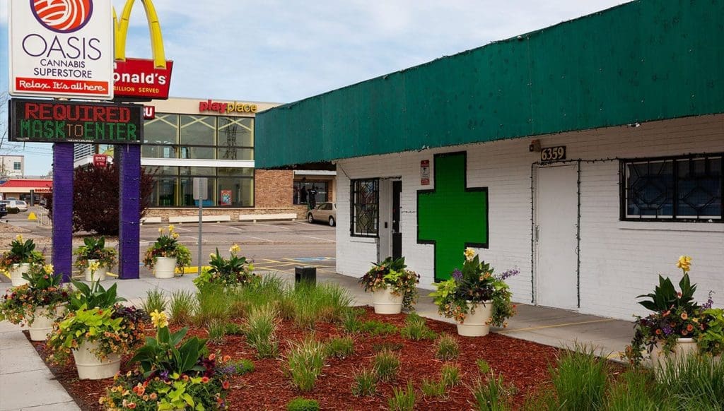 Oasis Cannabis Superstore Evans Ave Exterior- Denver Dispensary