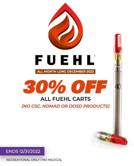 Fuehl cartridges 30% off all December long. 