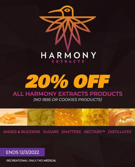 Harmony Extracts 20% off. Ends 12-3-22.