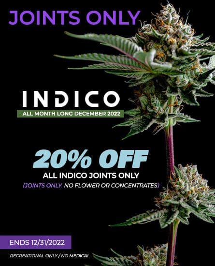 Indico joints 25% off all December long.