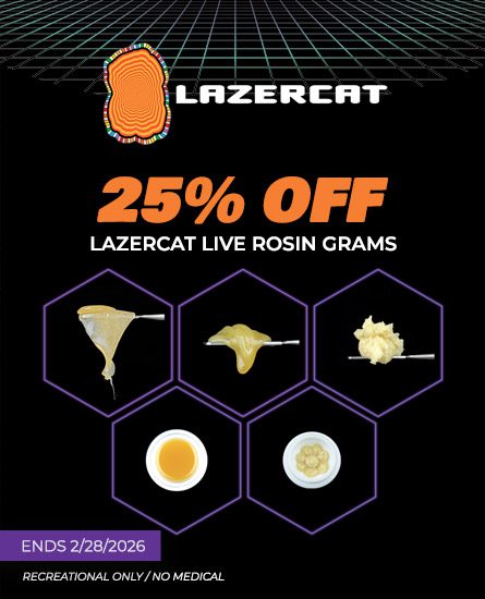 Lazercat live rosin 25% off. Deal ends 2-28-26